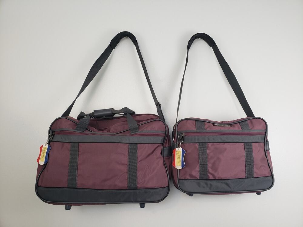 Vintage American Tourister Overnight Carry On Shoulder Bag Purple Luggage Lot 2